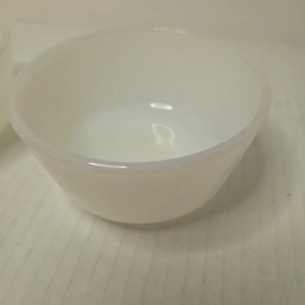Vintage anchor hocking fire king milk glass custard dishes 2